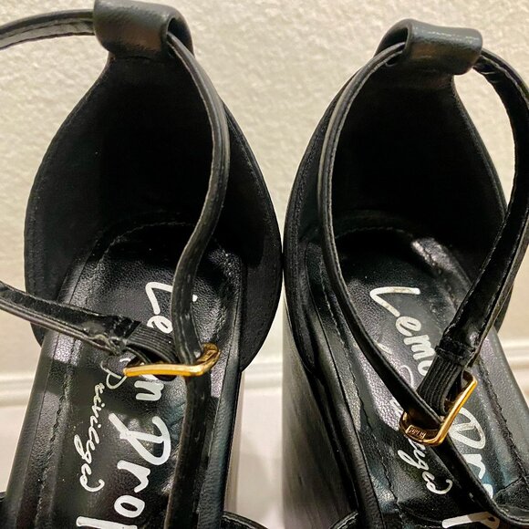 LEMON DROP BY PRIVILEGED BLACK PLATFORM SANDALS SIZE 5/35 - Picture 6 of 7